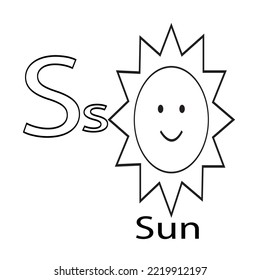 Alphabet s sun coloring page wektor stockowy bez tantiem