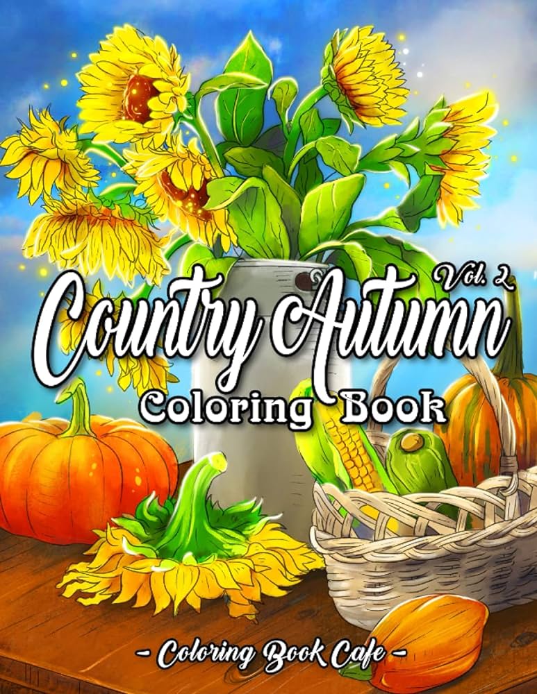 Country autumn coloring book an adult coloring book featuring charming autumn scenes beautiful farm animals and relaxing country landscapes vol cafe coloring book ksiä åki