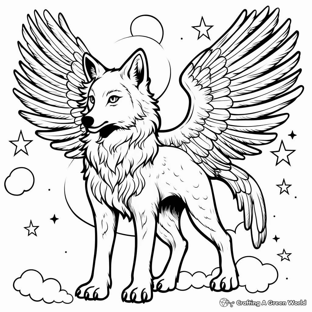 Wolves with wings coloring pages