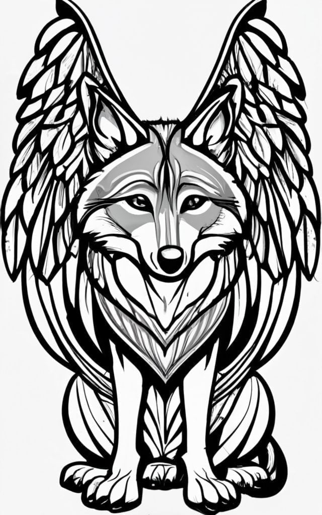 Wolves with wings coloring page