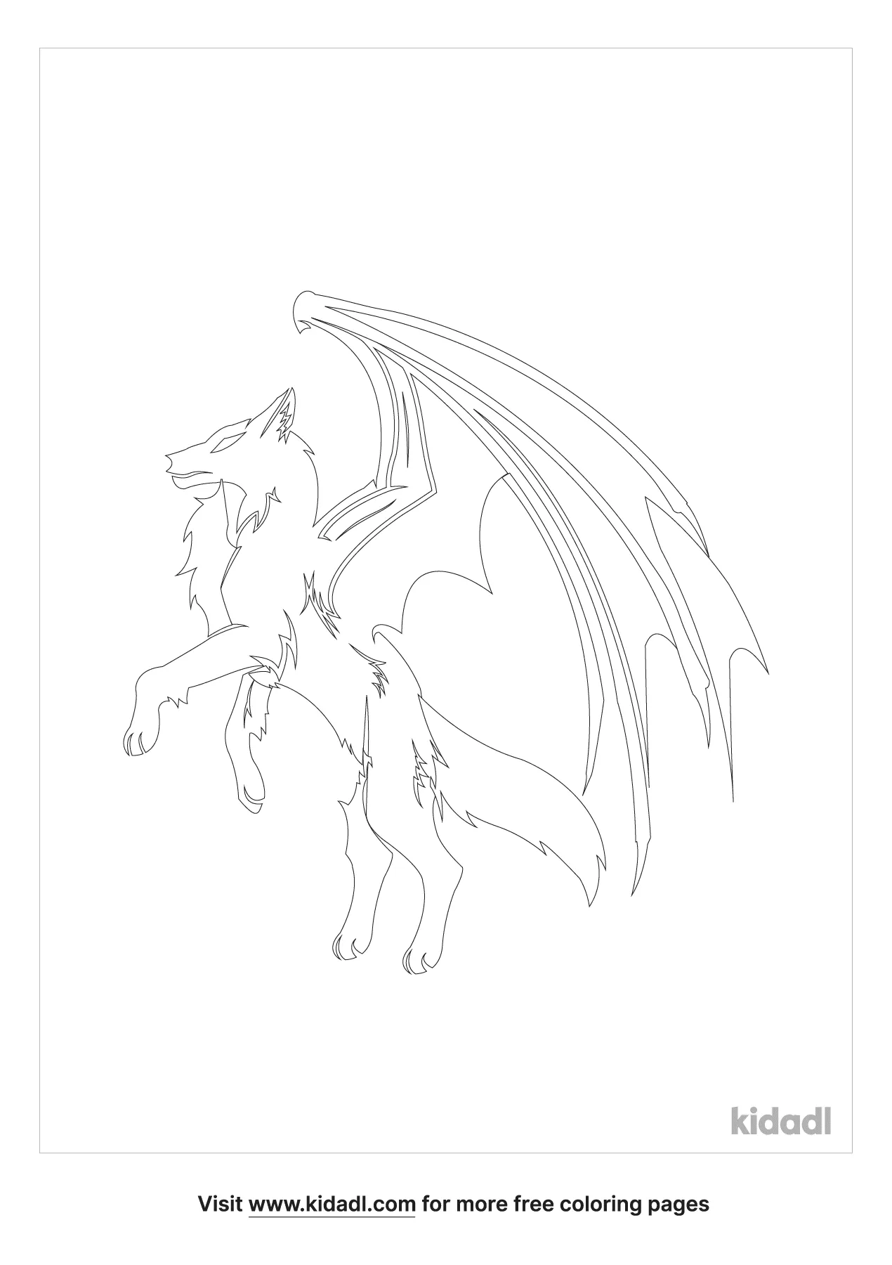 Free she wolf with wings coloring page coloring page printables