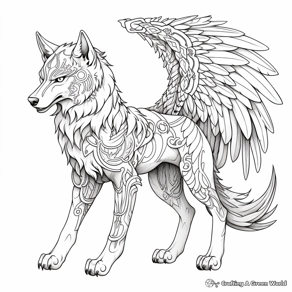 Wolves with wings coloring pages
