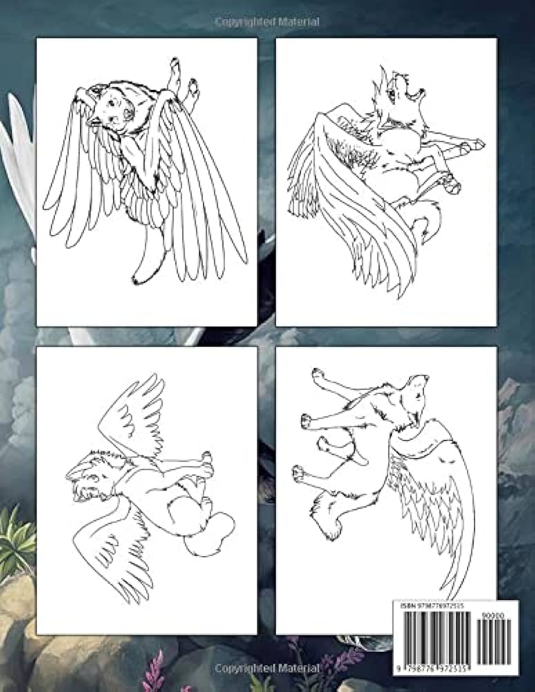 Wolf with wings coloring book magical flying wolves coloring pages for all ages to relax and stimulate creativity palette color ùøªø