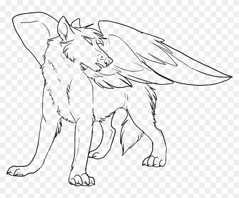 Pics of anime wolves with wings coloring pages