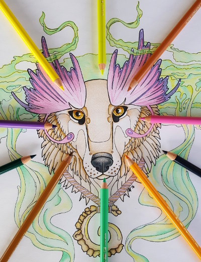 Wolf totem coloring page for adults