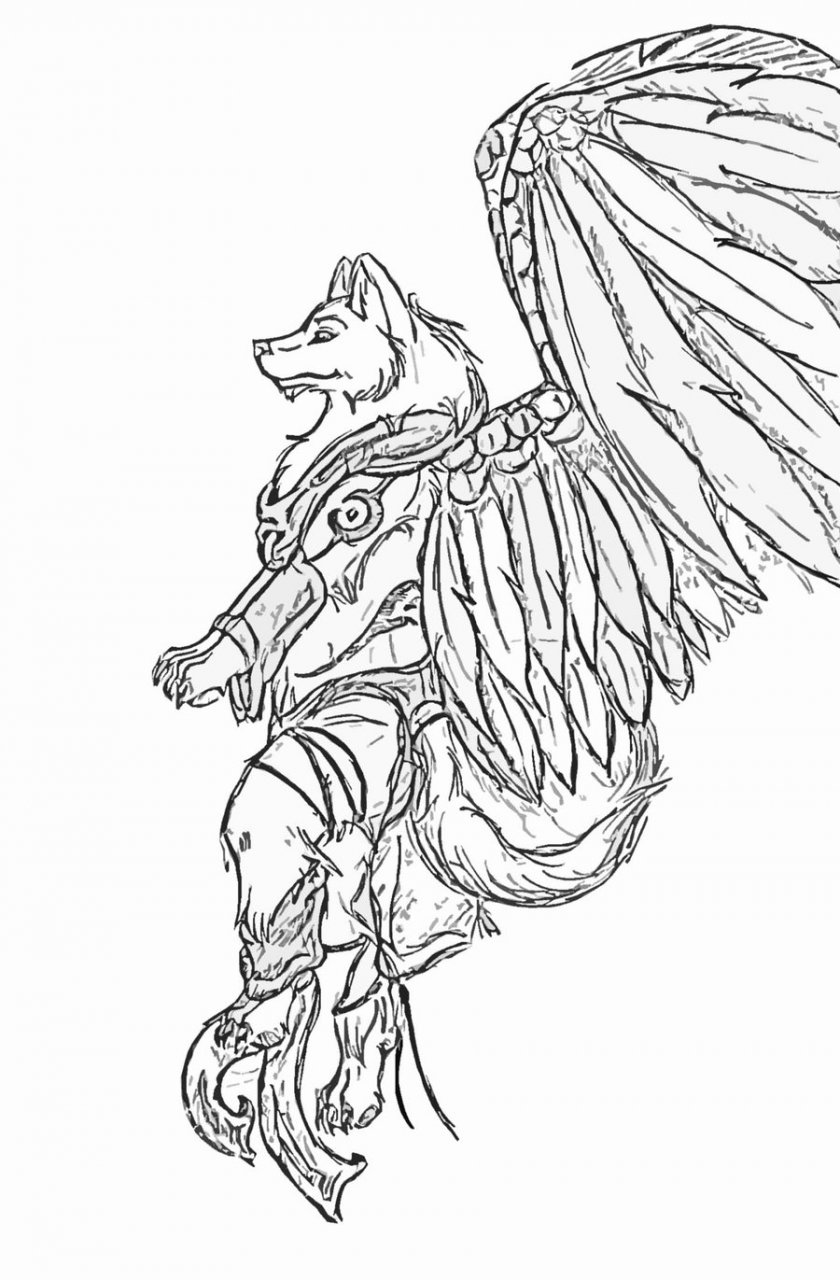 Flying wolf scribble by wolflife