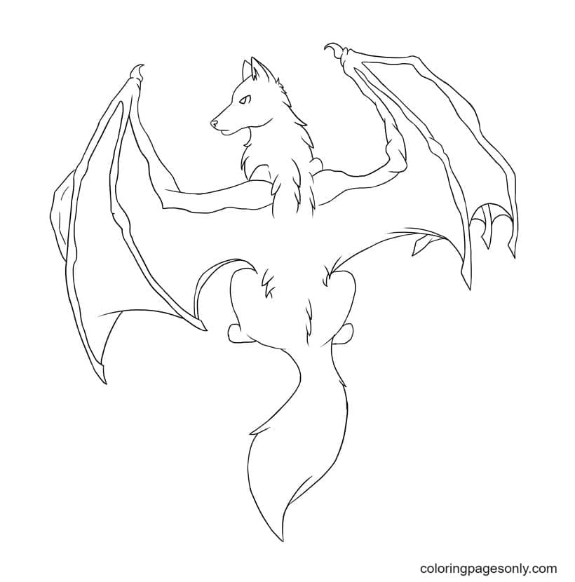 Wolf with wings coloring pages