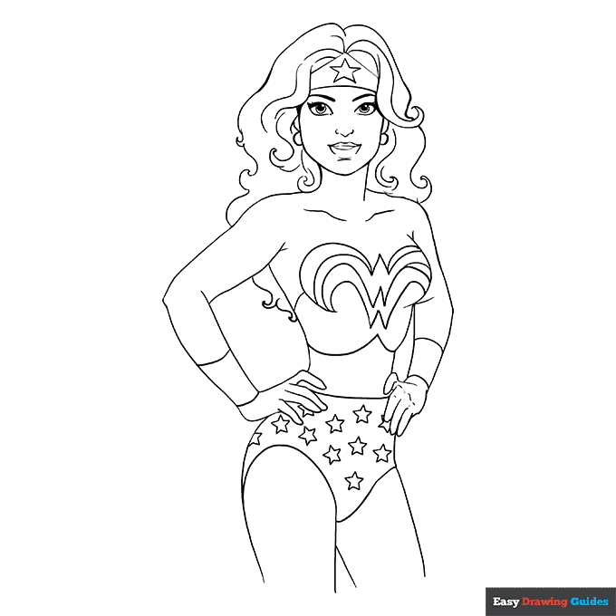 Wonder woman coloring page easy drawing guides