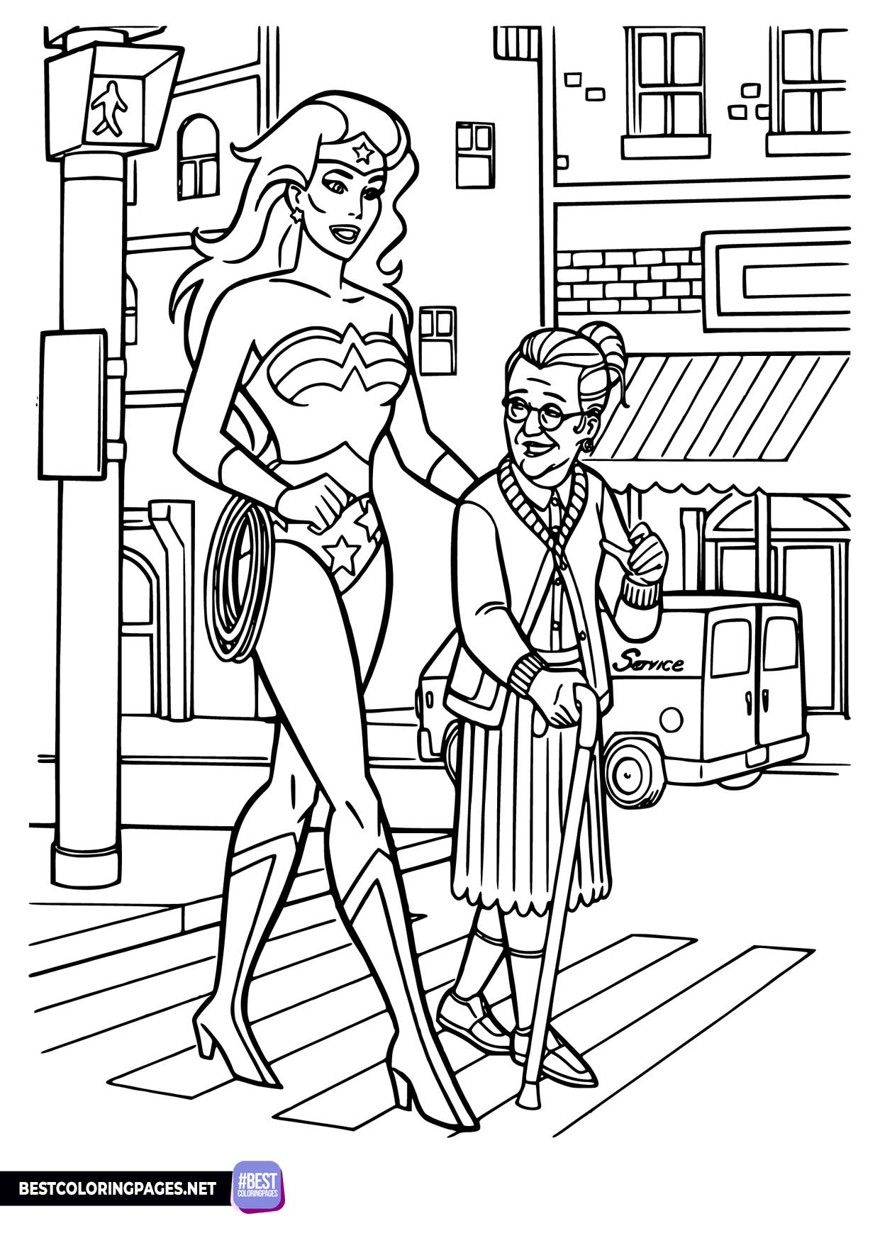 Wonder woman coloring page for kids