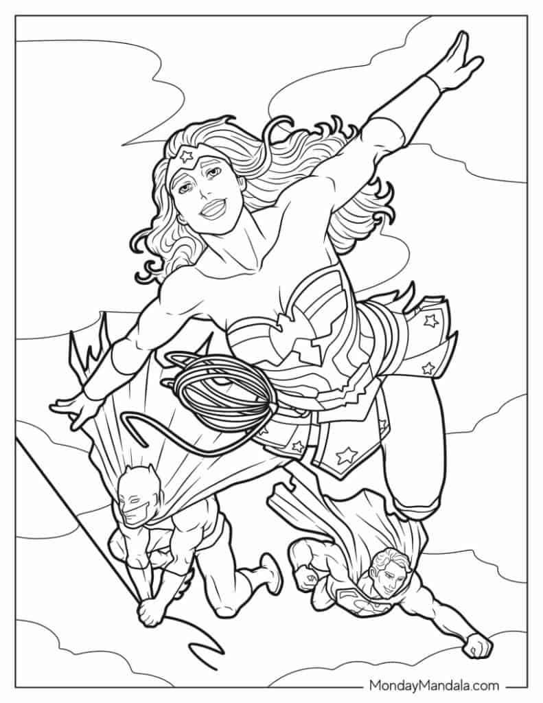 Wonder woman coloring pages free pdf printables