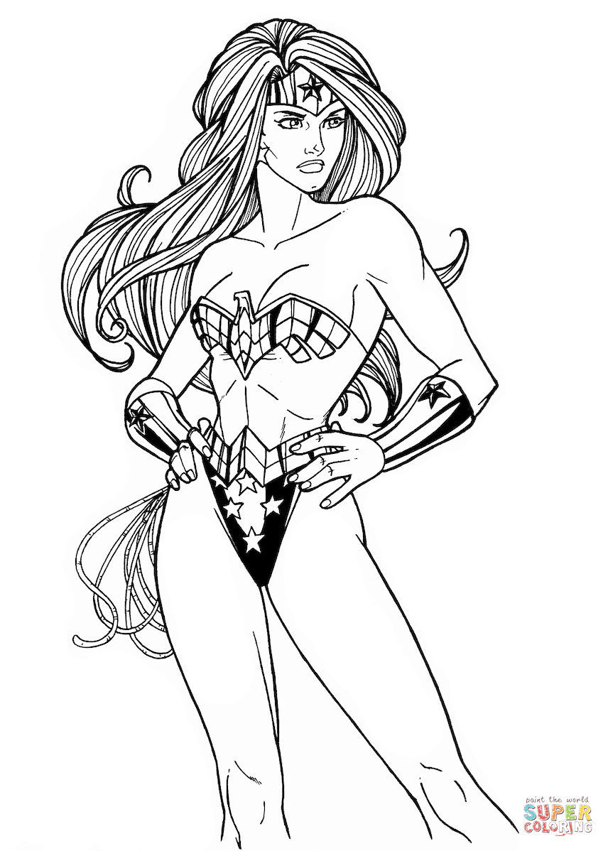 Wonder woman from dc ics coloring page free printable coloring pages
