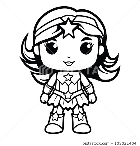 Chibi girl superhero coloring page