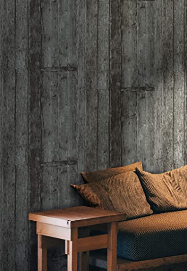 Wallpaper wood effect brown grey vintage bar indutrial morn non