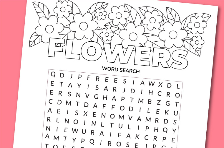 Printable flower word search