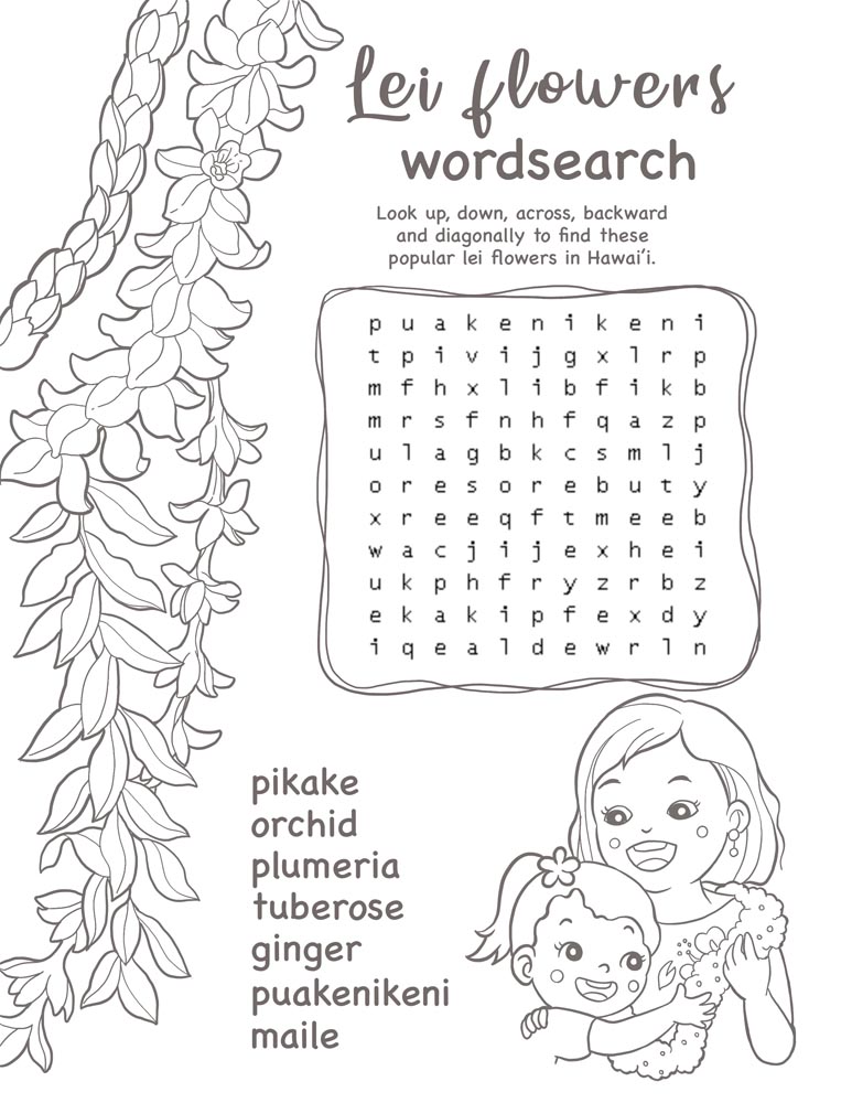 Lei day word search keiki heroes