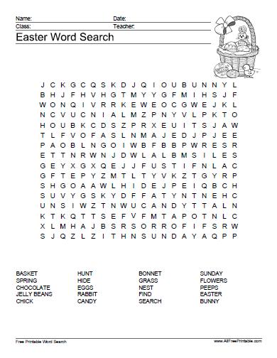 Easter word search puzzle â free printable