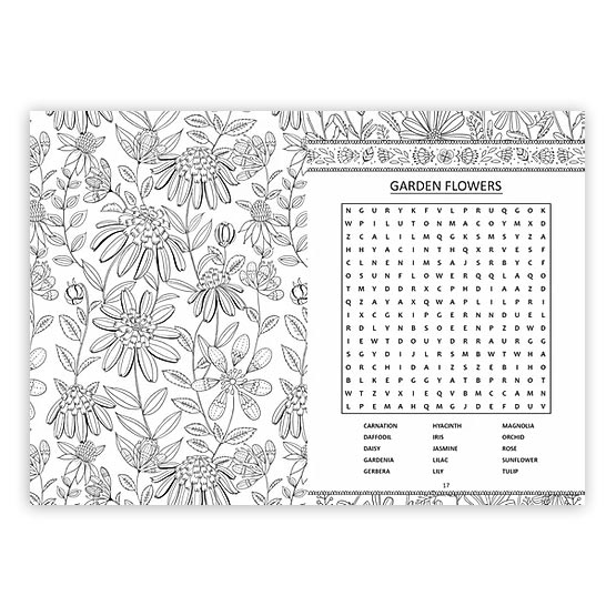 Botanical adult louring wordsearch book