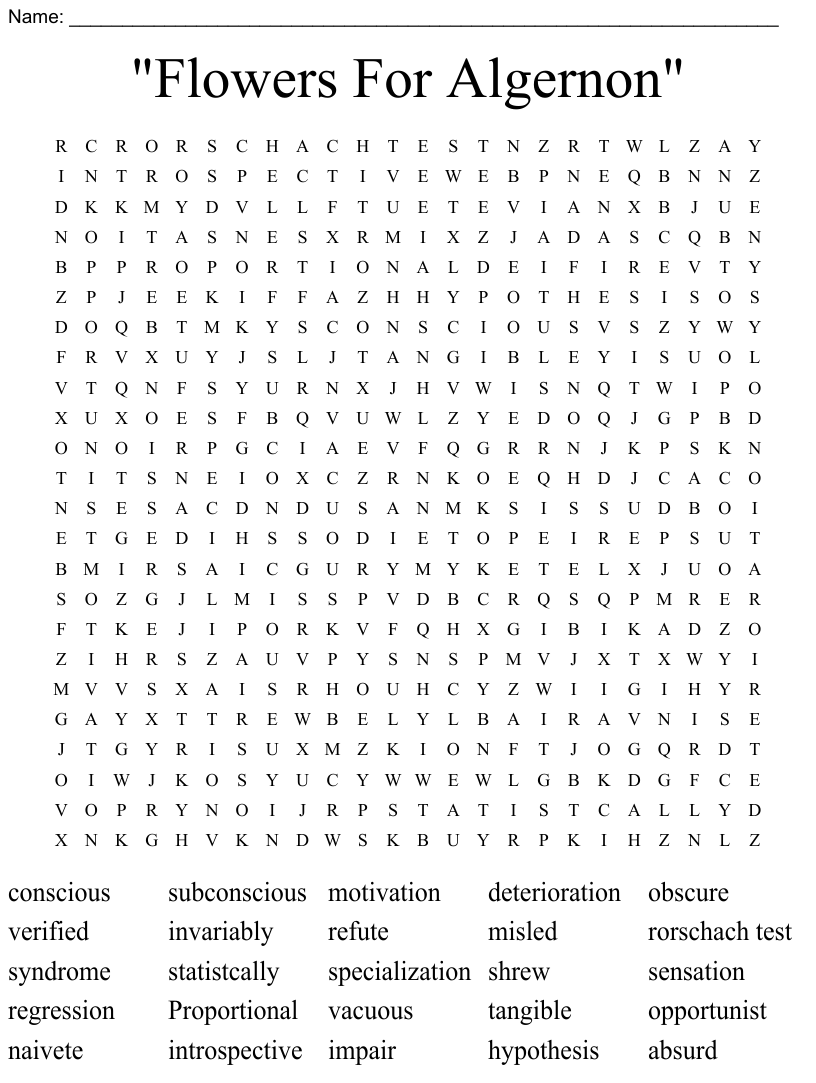 Flowers for algernon word search