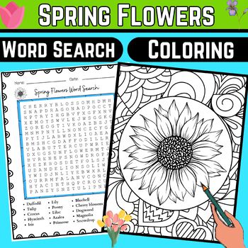 Spring flowers activities word search