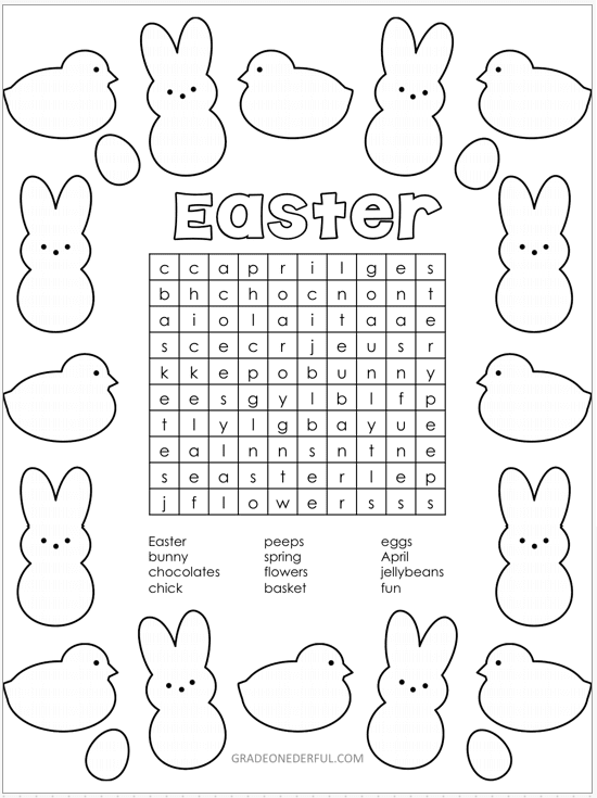 Free easter word search and colouring grade onederful