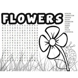 Printable flower word search and coloring page