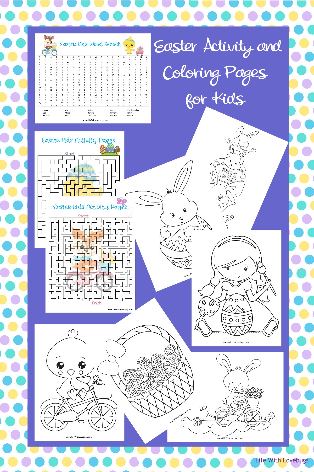 Easter activity and coloring pages for kids