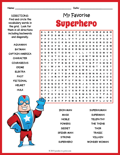 National superhero day word search puzzle worksheet activity made by teachers