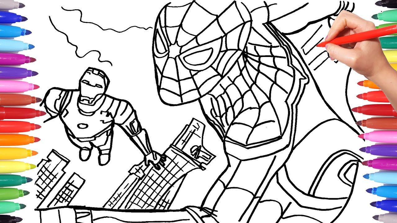 Spider an and iron an coloring pages drawing coloring superheroes coloring book for kids