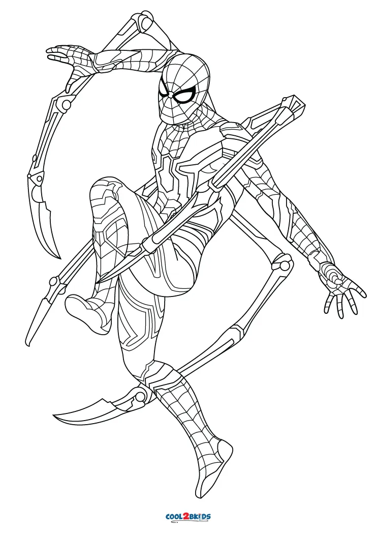 Free printable iron spiderman coloring pages for kids