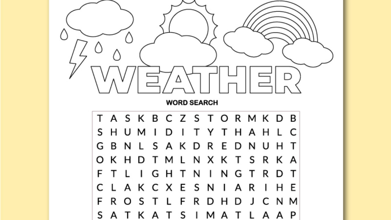 Printable weather word search