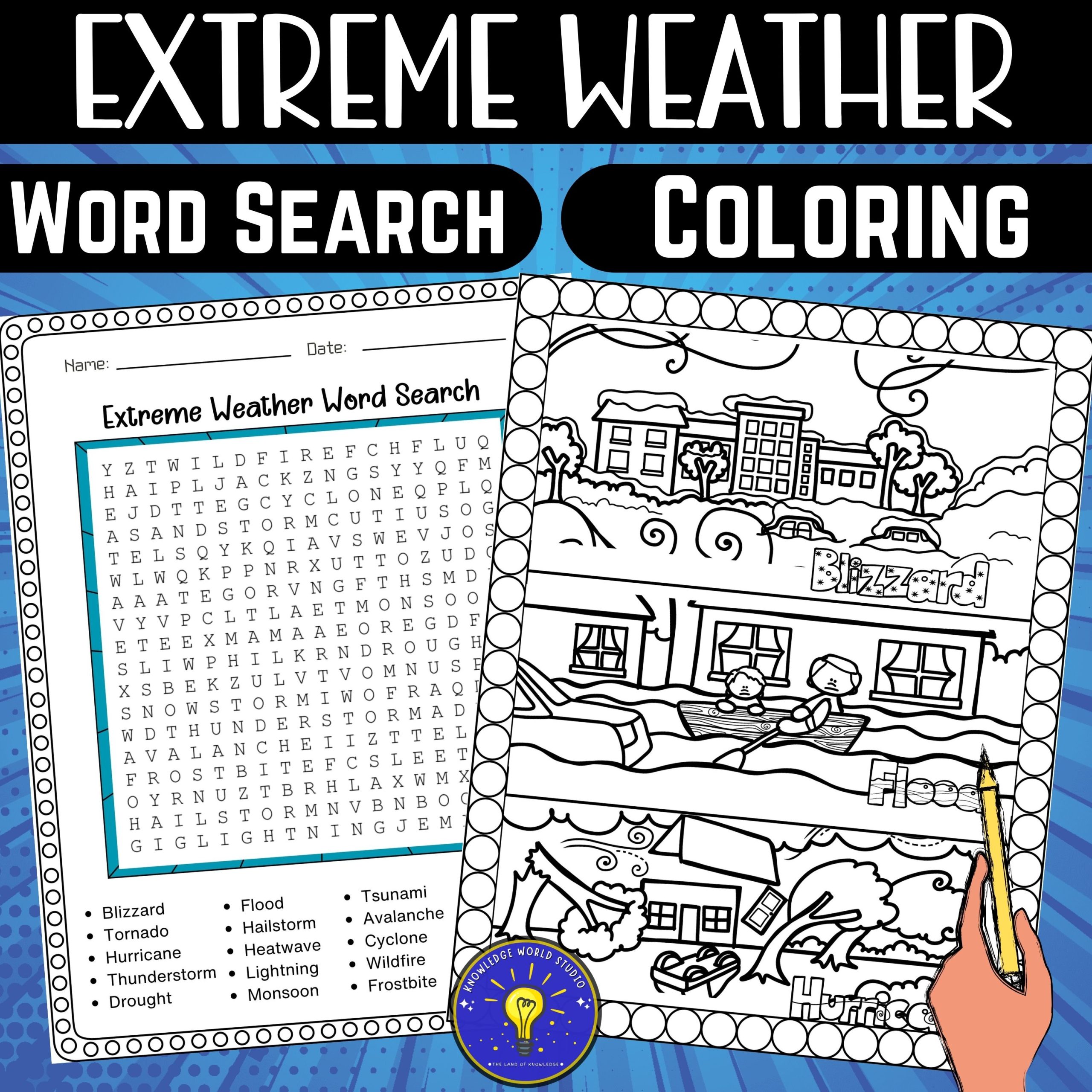 Extreme weather activities word search