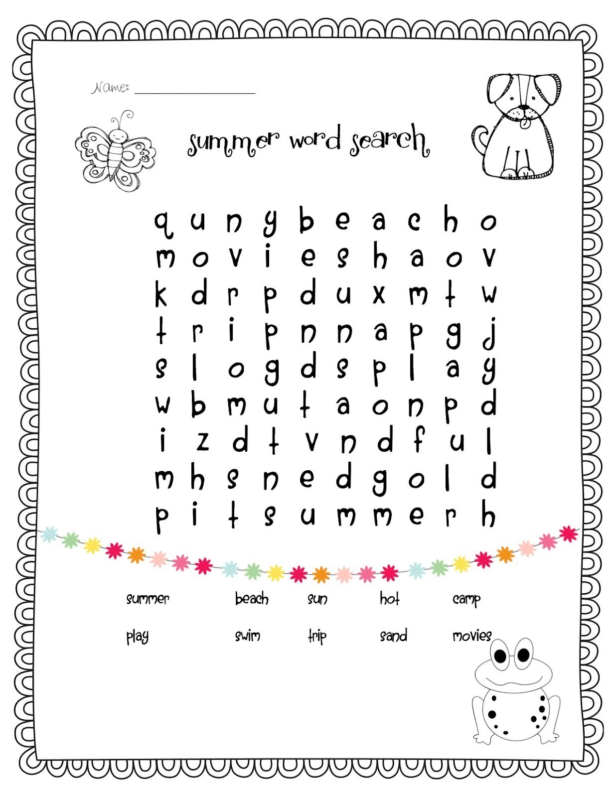 Easy word search for kids