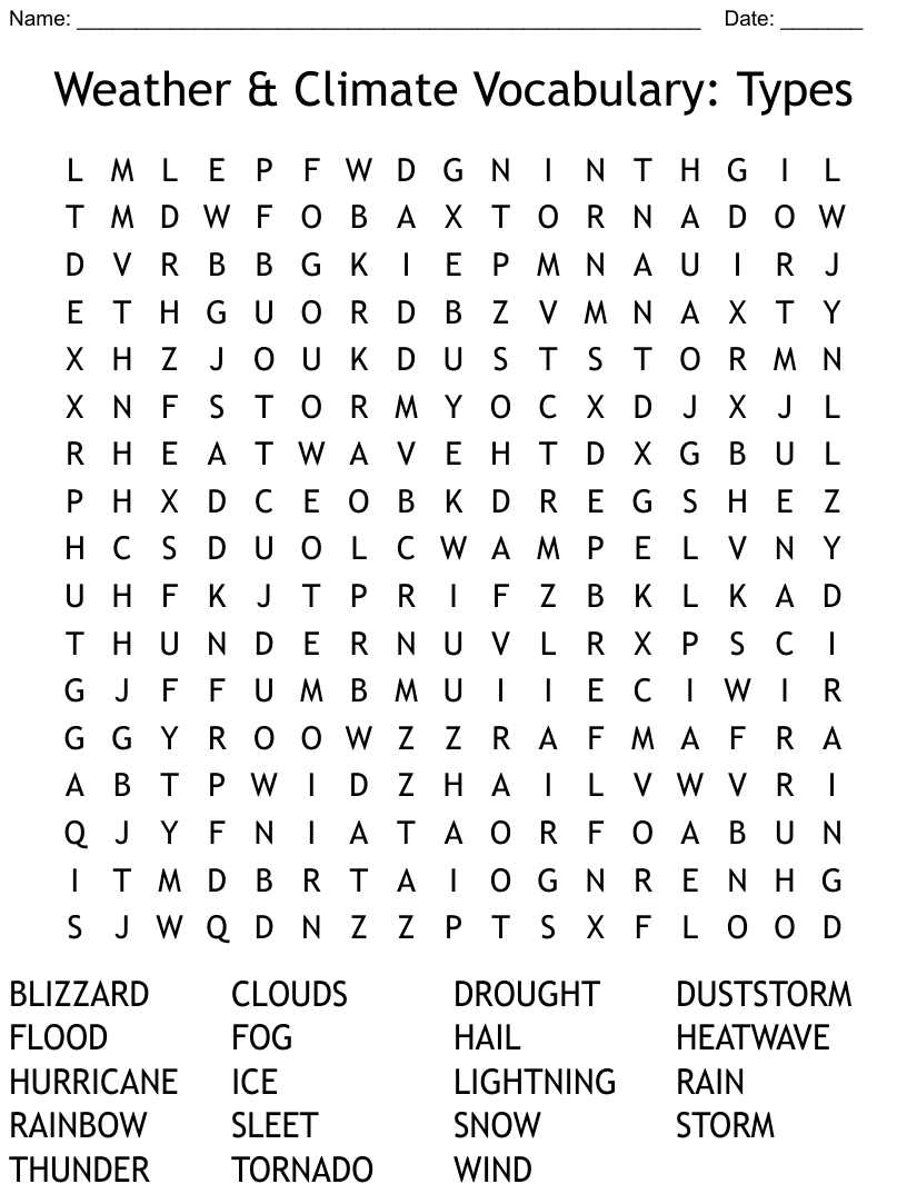 Weather word search