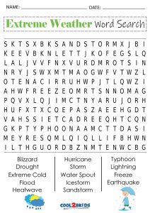 Printable weather word search
