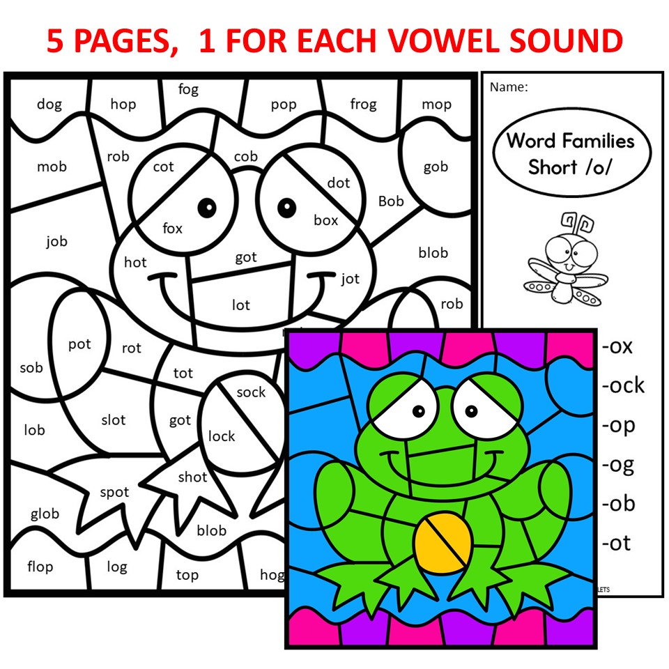 Word families color by code pond animals made by teachers