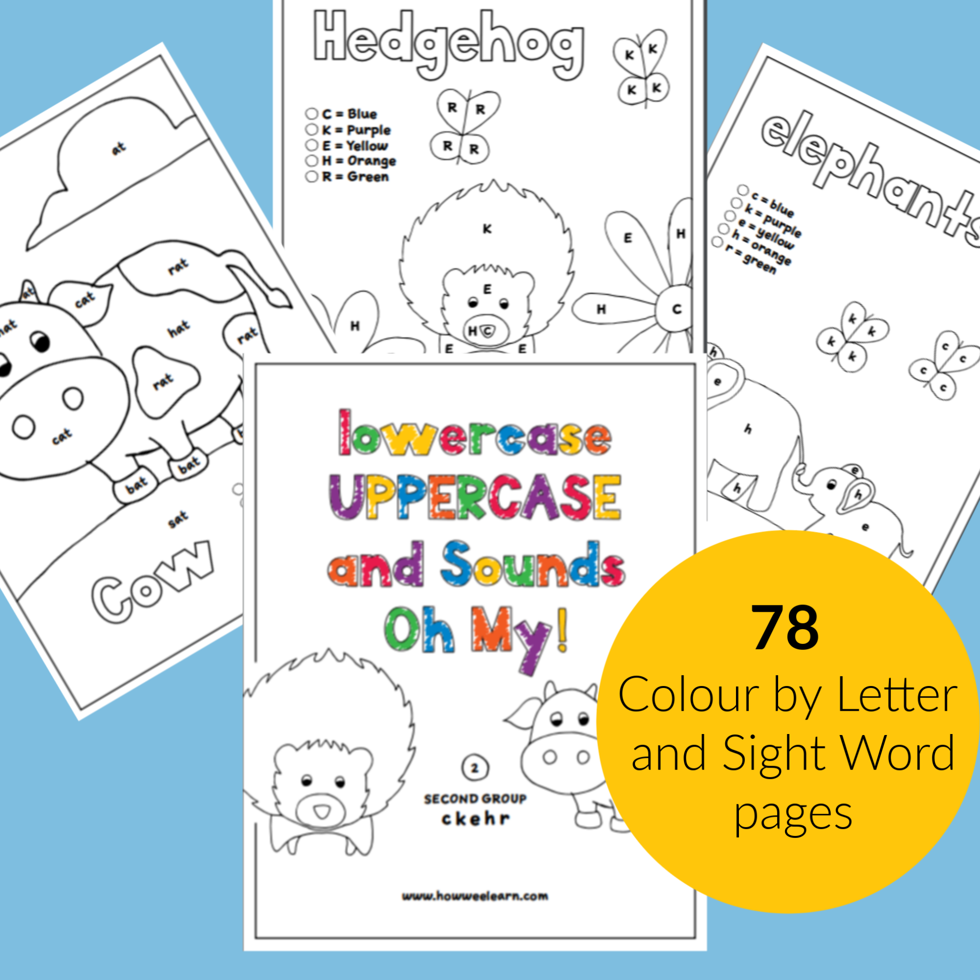 Color by letter and word family printable pages