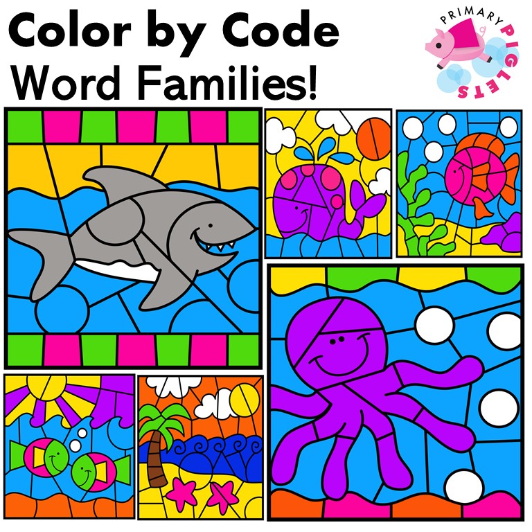 Color by word families ocean set made by teachers