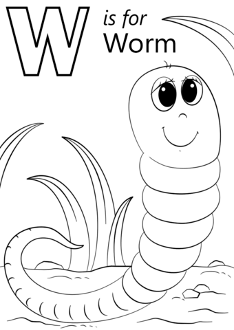 W is for worm coloring page free printable coloring pages
