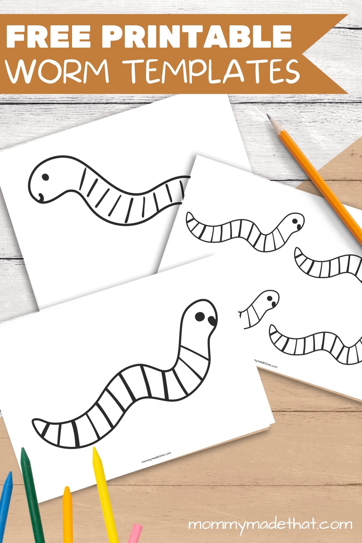 Super cute free worm templates and outline printables