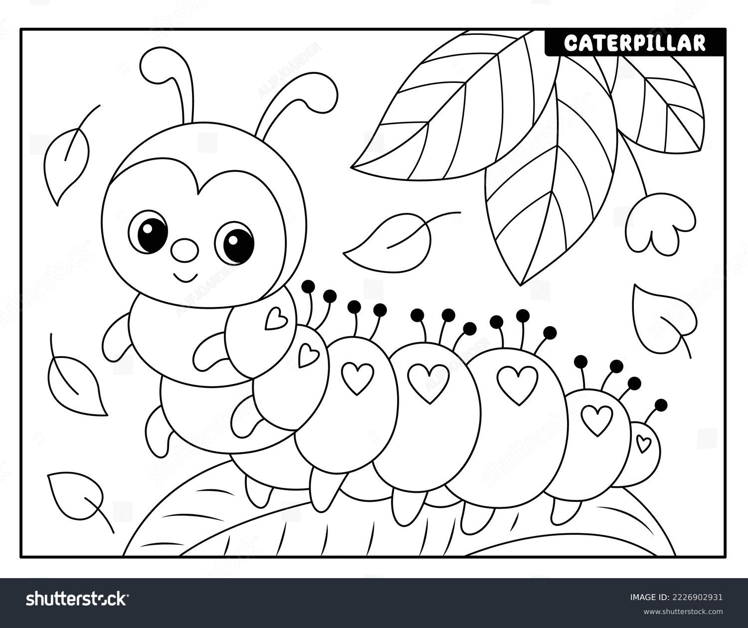 Thousand caterpillar outline royalty