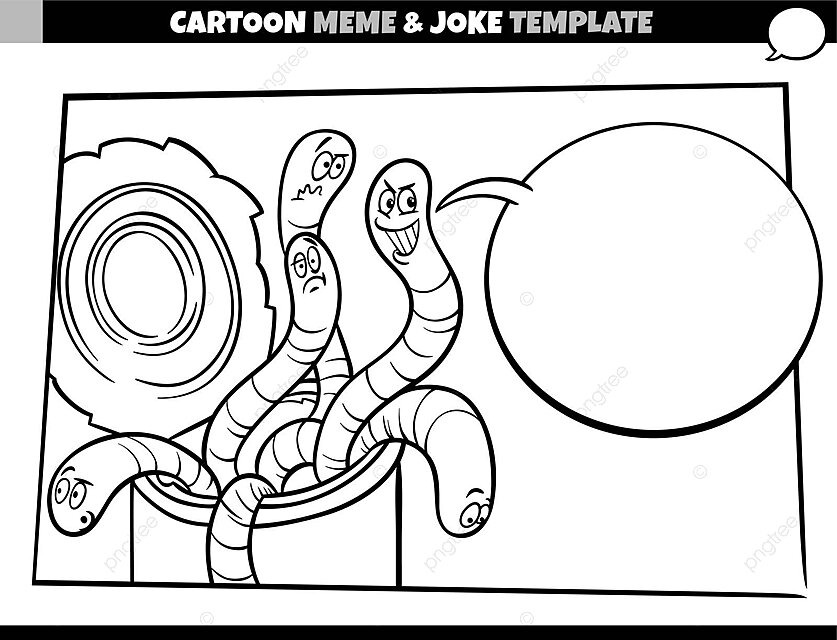 Meme template can of worms in black and wte cartoon style vector wte fun coloring book png and vector with transparent background for free download
