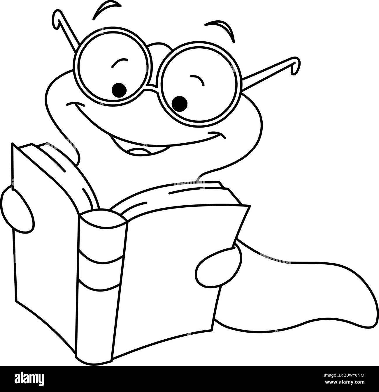 Outlined book worm stock vector image art