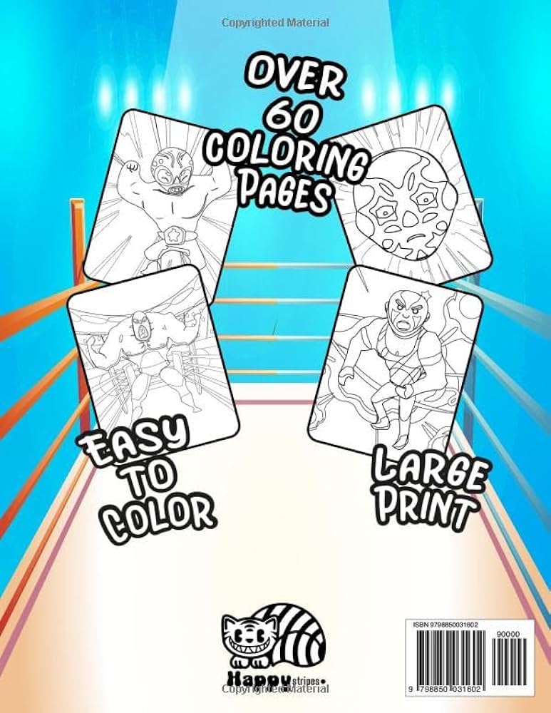Wrestlers and luchadores coloring book for boys colorful activity for kids that are wrestling fans stripes happy books