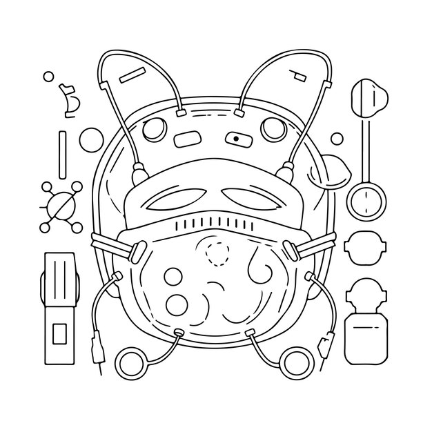 Premium vector sketch hand drawn single line art coloring page mask day