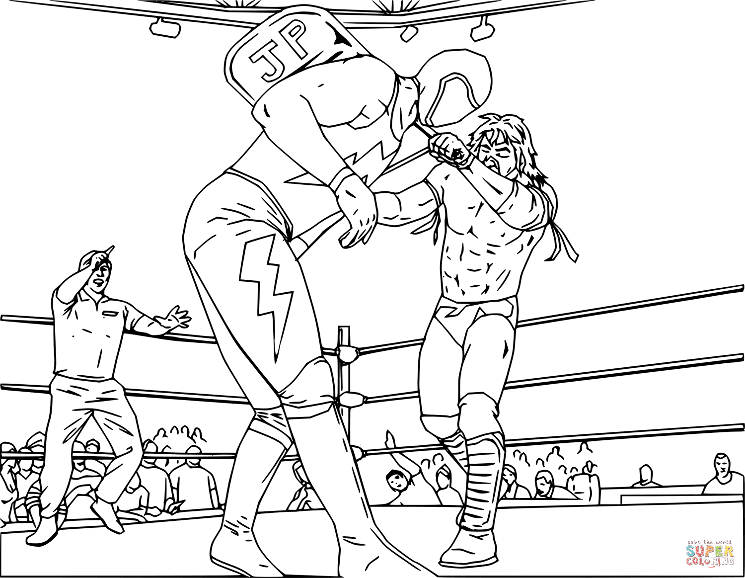 Wwe wrestling fight coloring page free printable coloring pages
