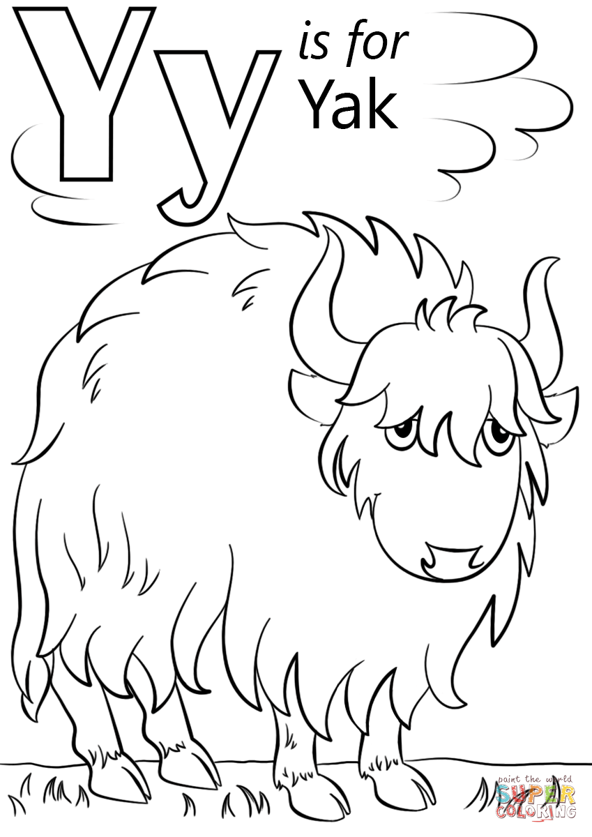 Letter y is for yak coloring page free printable coloring pages