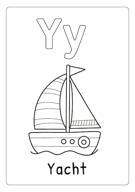 Premium vector alphabet letter y for yacht coloring page for kids