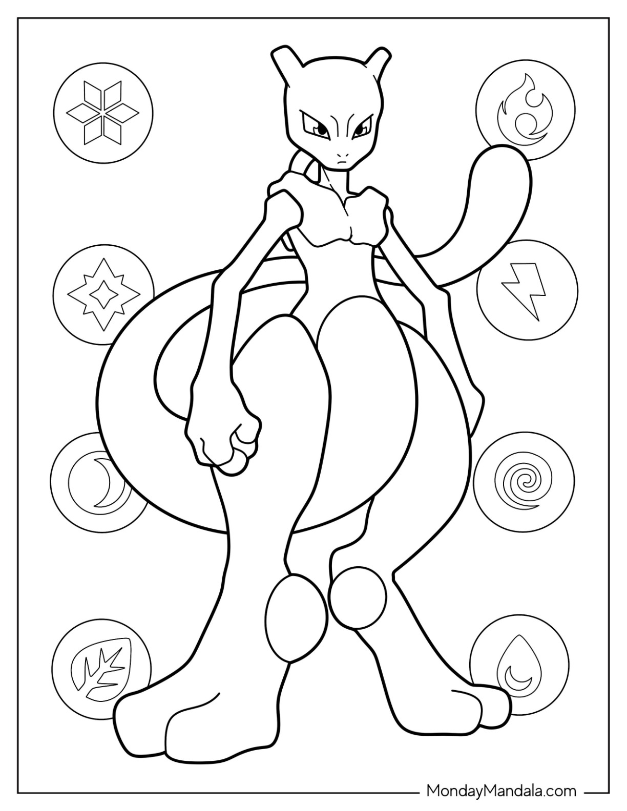 Mewtwo coloring pages free pdf printables