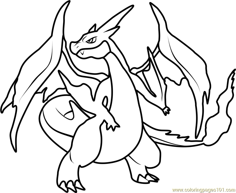 Mega charizard y pokemon coloring page for kids