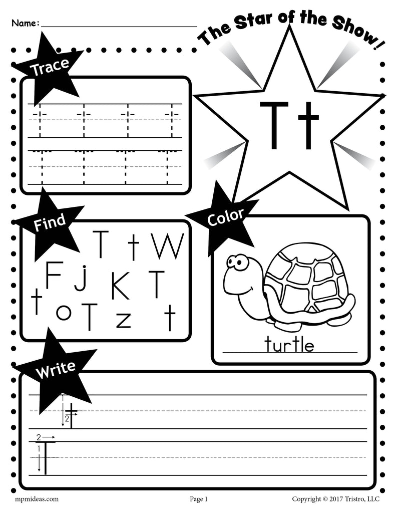 Letter t worksheet tracing coloring writing more â